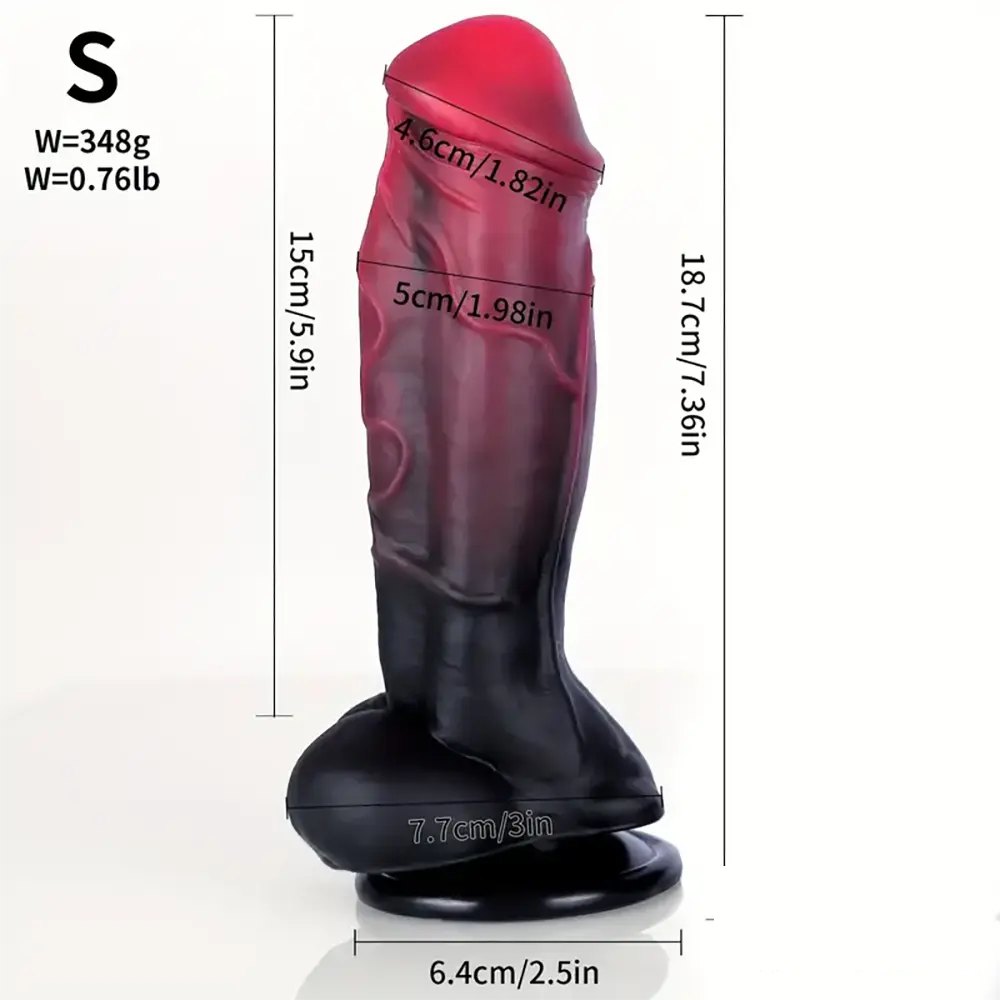 Dark red and black ombre fantasy dildo, photo 11
