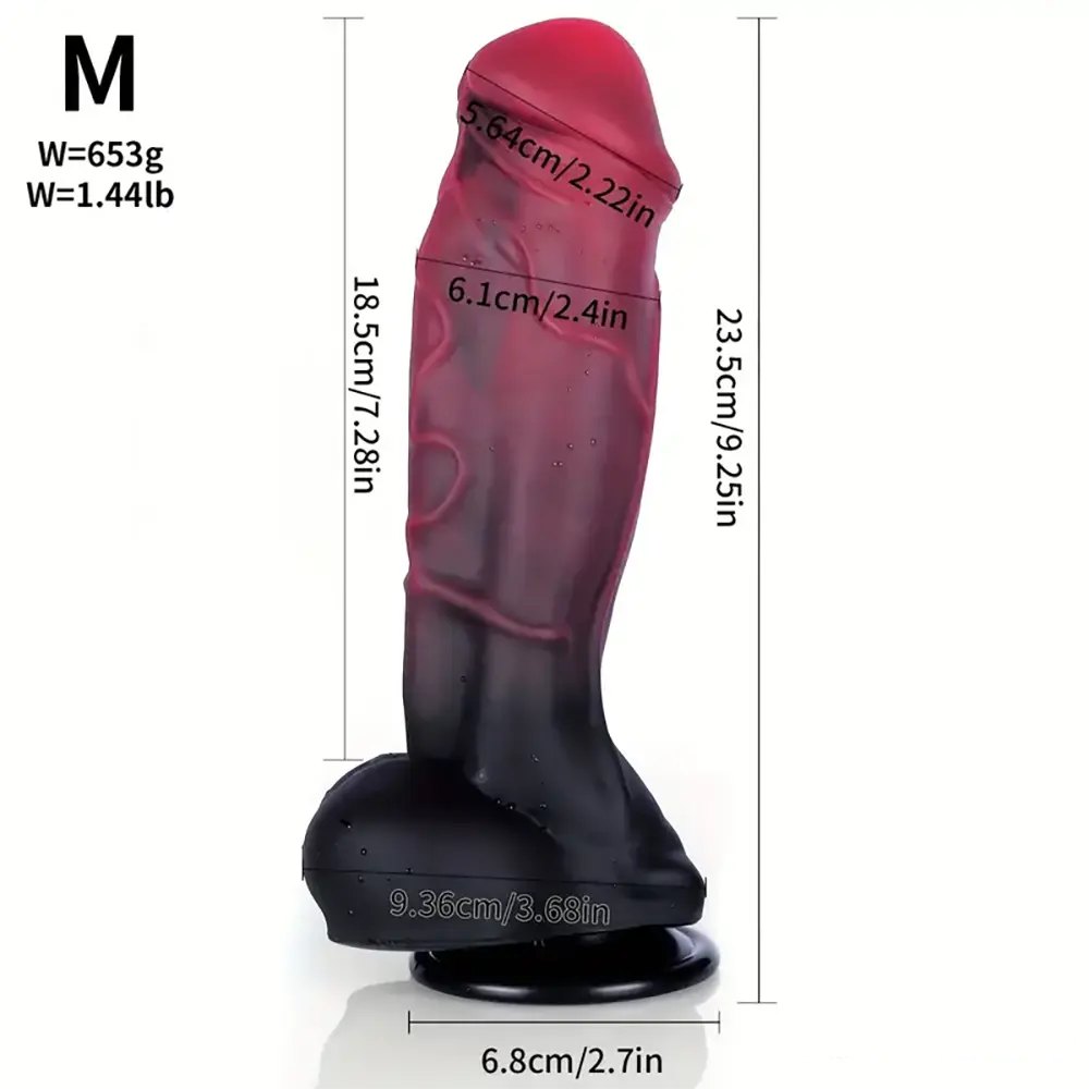 Dark red and black ombre fantasy dildo, photo 12