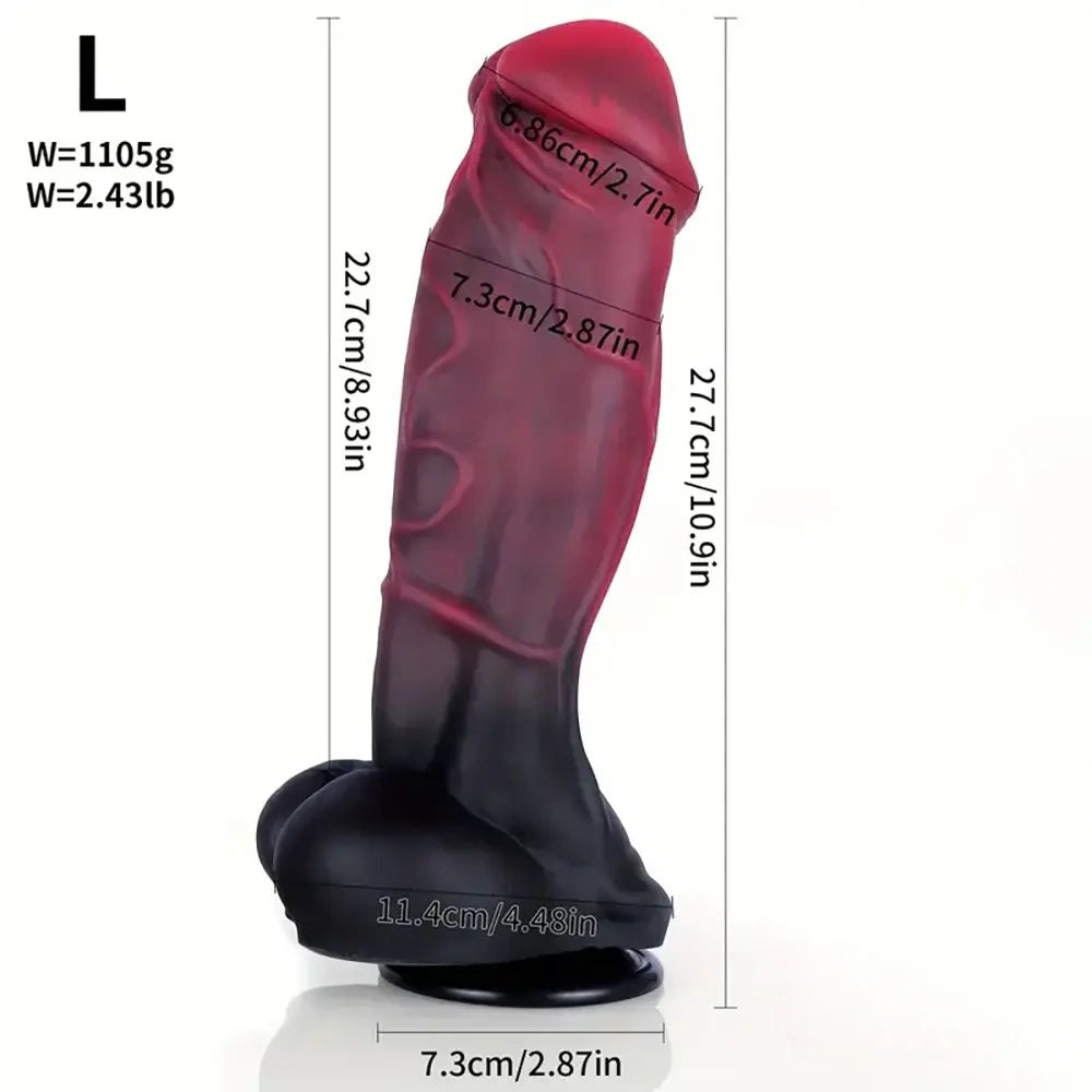 Dark red and black ombre fantasy dildo, photo 13