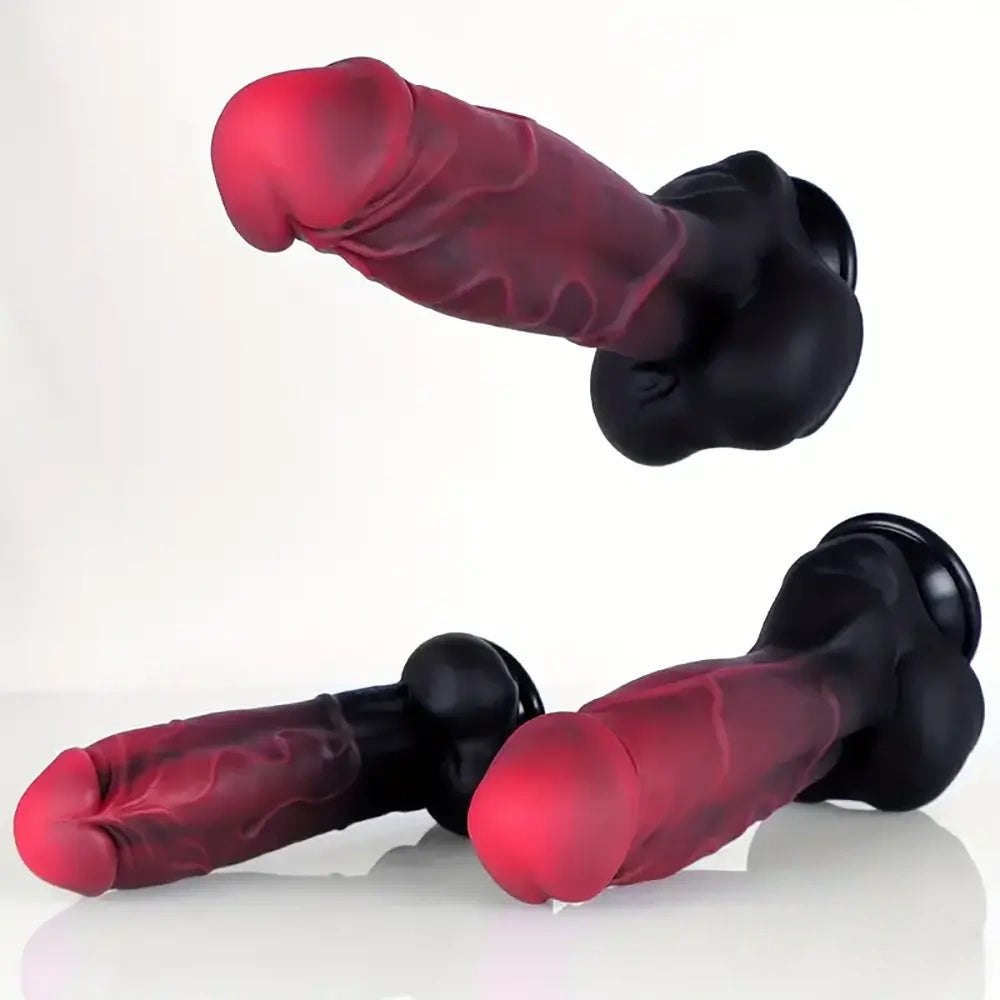 Dark red and black ombre fantasy dildo, photo 6