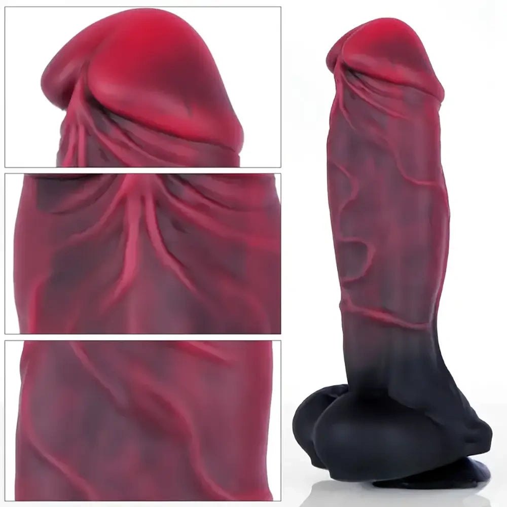 Dark red and black ombre fantasy dildo, photo 8