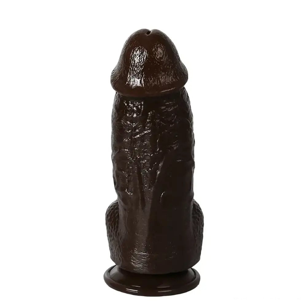 Black big thick suction cup dildo with realistic veining