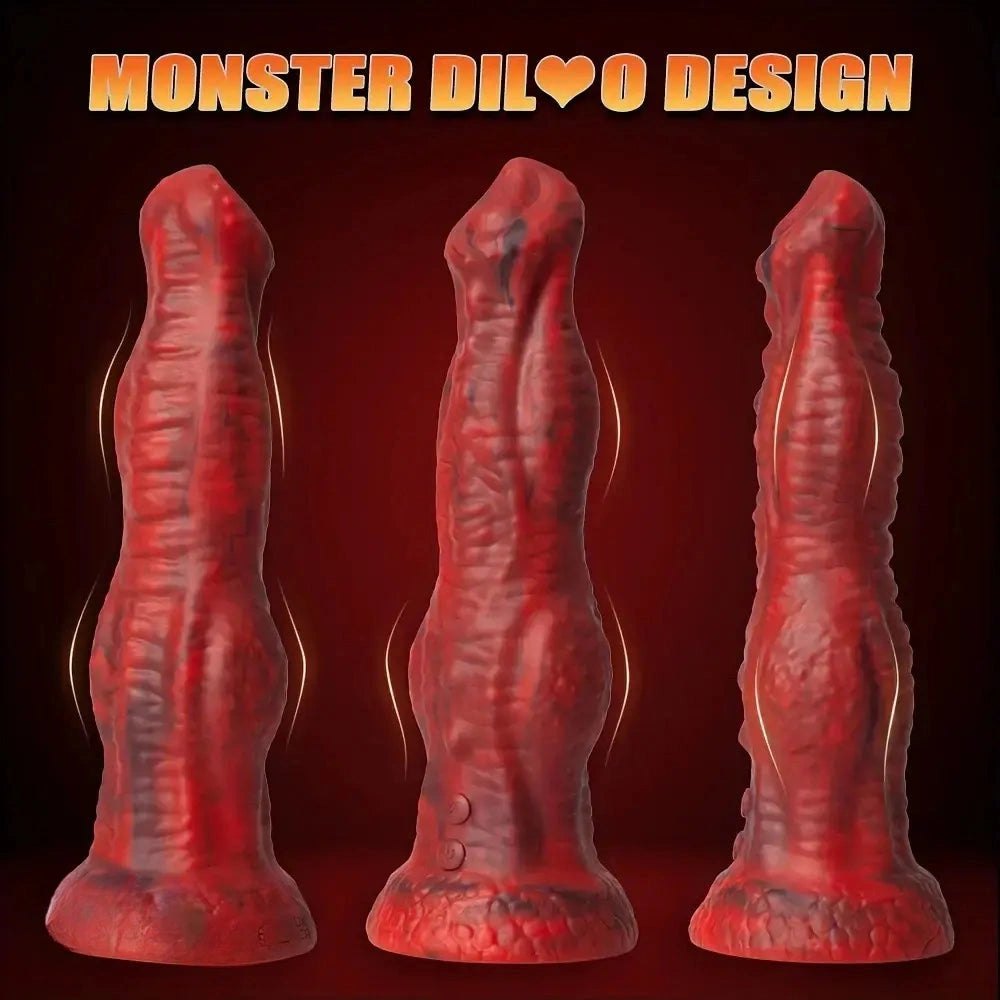 Red big thick silicone dildo, photo 9