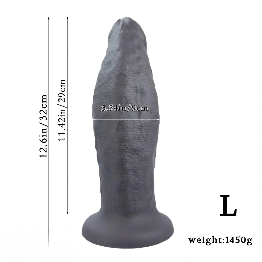 Silver big realistic silicone dildo