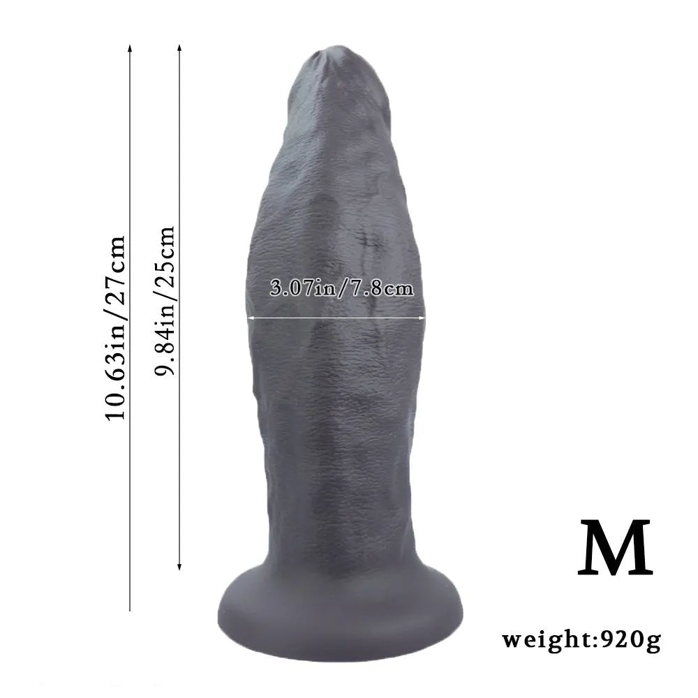 Silver big realistic silicone dildo