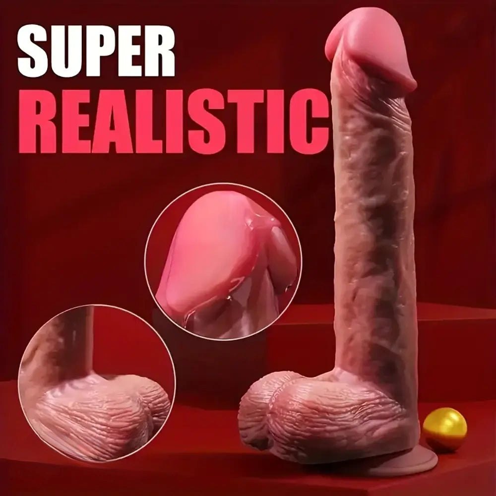 Brown vibrating thrusting dildo, photo 1