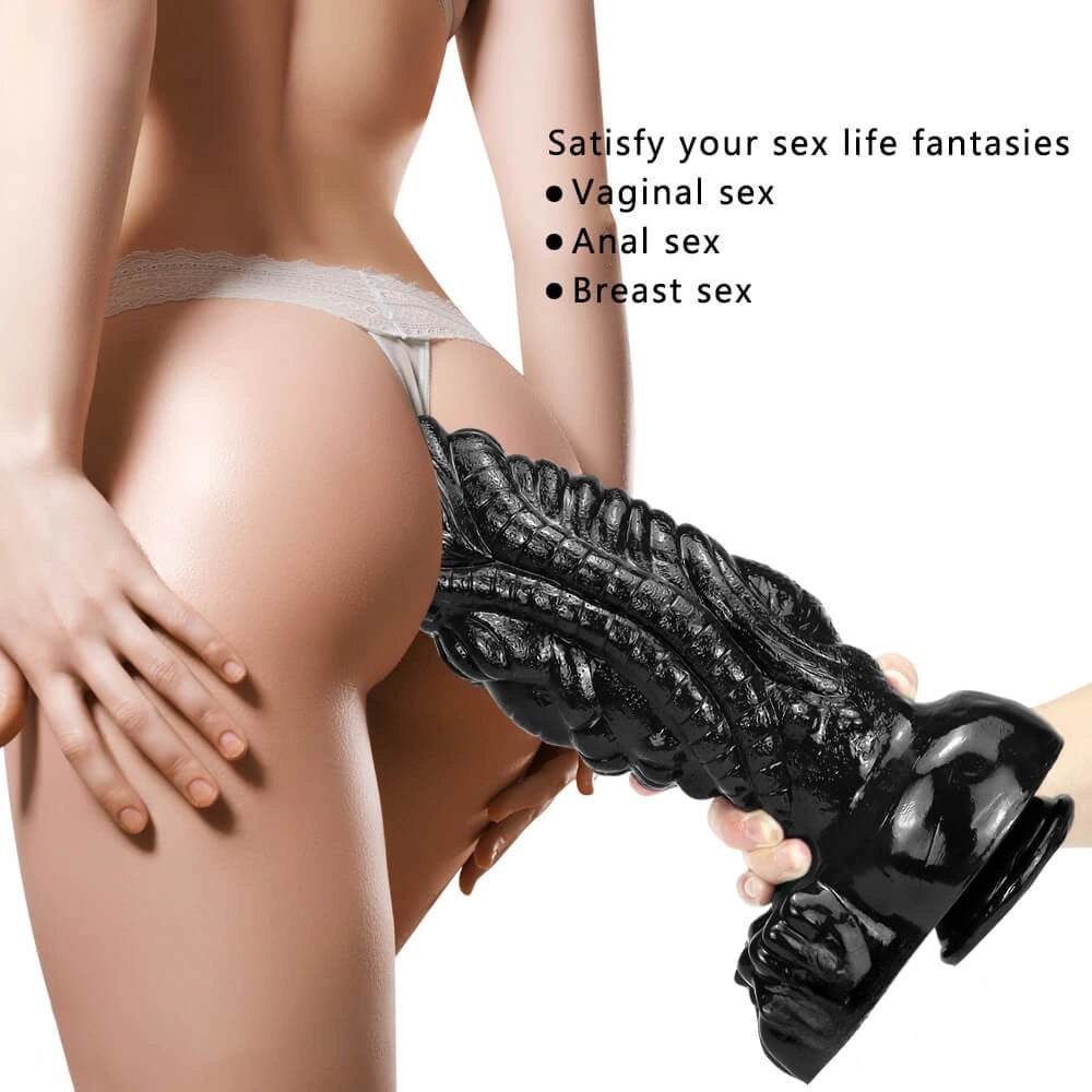 Black alien scale fantasy dildo, photo 2
