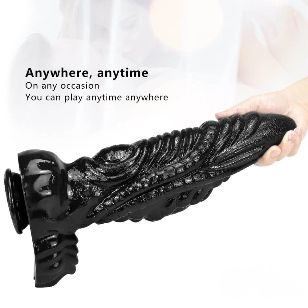 Black alien scale fantasy dildo, photo 3