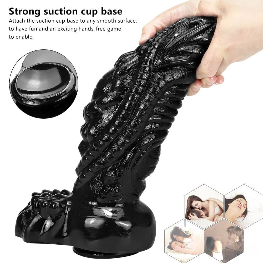 Black alien scale fantasy dildo, photo 4