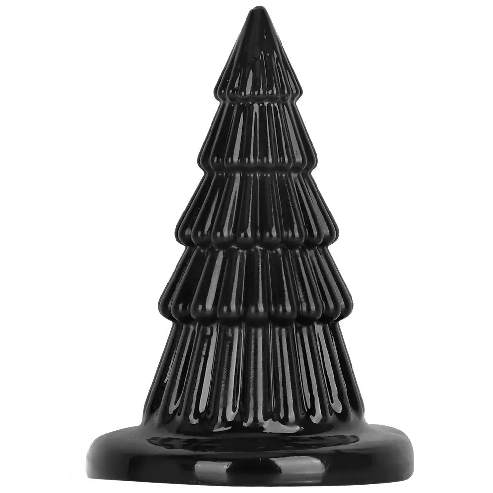 Black cone ridged butt plug, photo 1