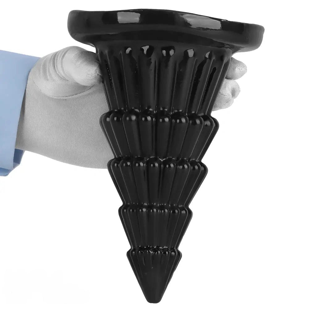 Black cone ridged butt plug, photo 10