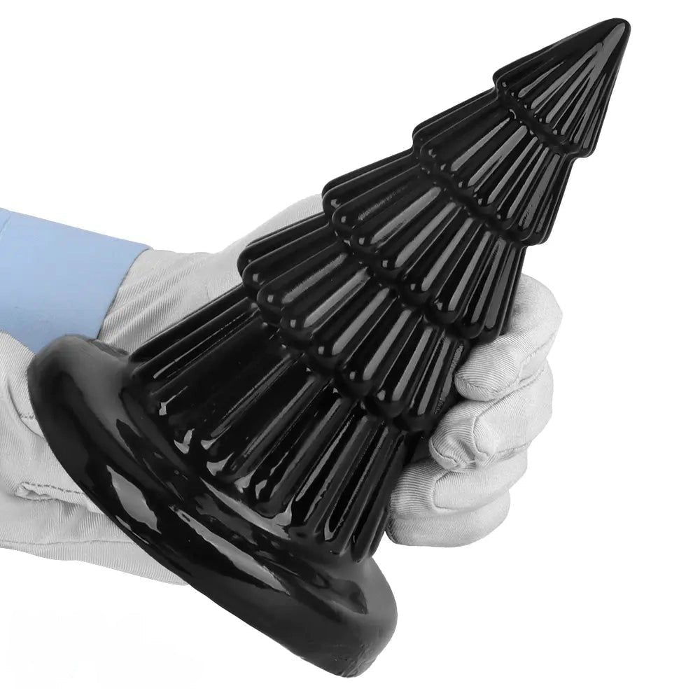 Black cone ridged butt plug, photo 11