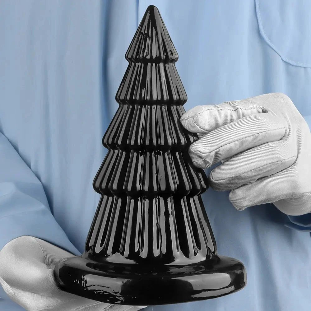 Black cone ridged butt plug, photo 13