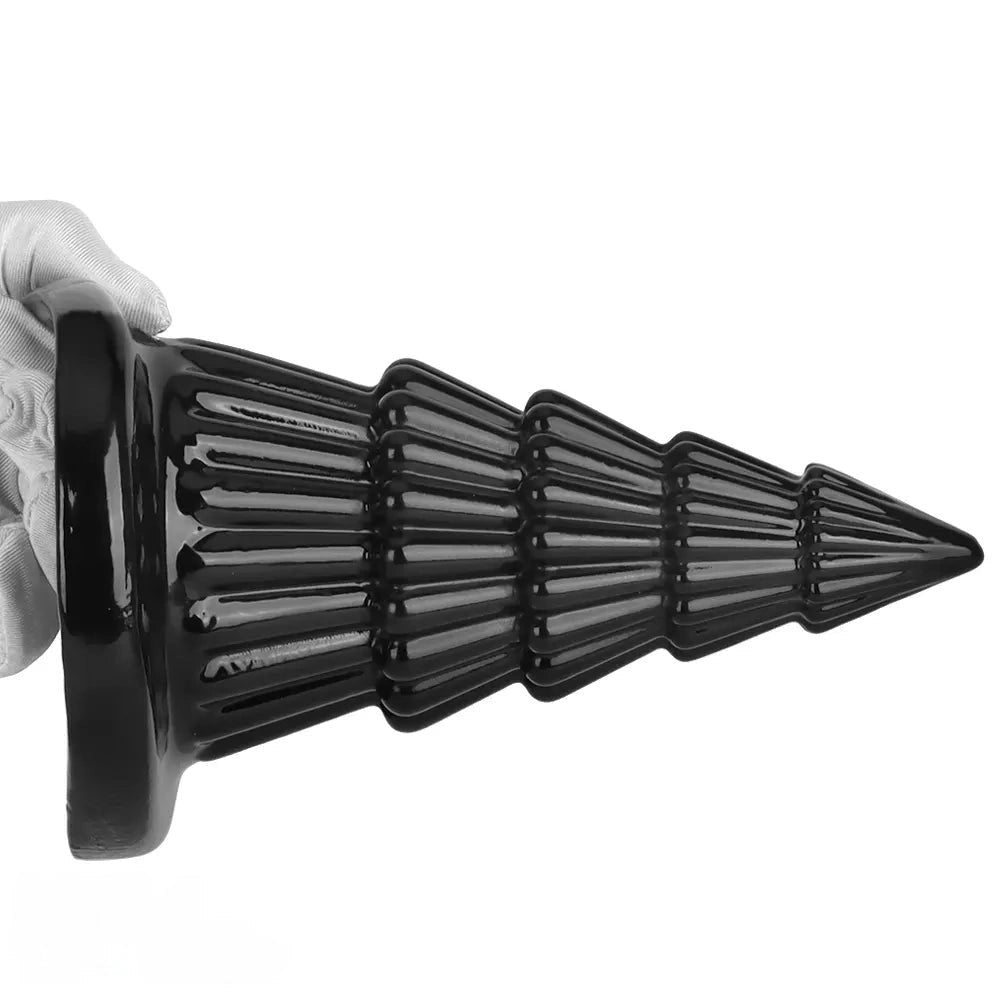 Black cone ridged butt plug, photo 15
