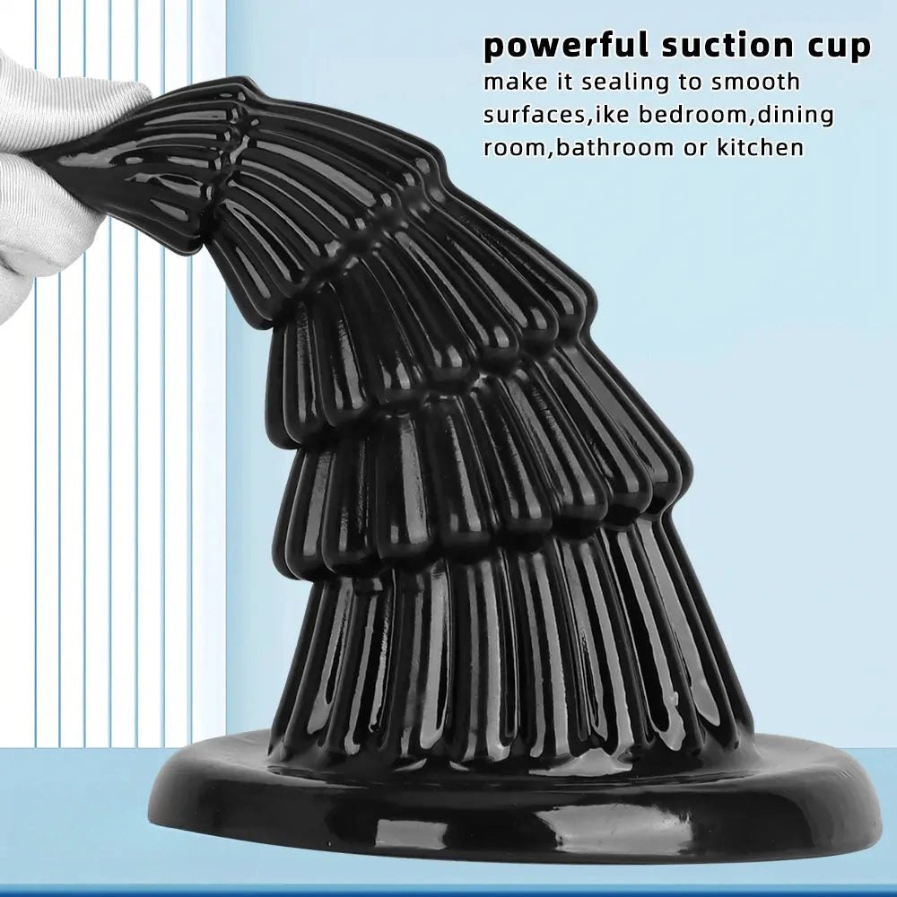 Black cone ridged butt plug, photo 4