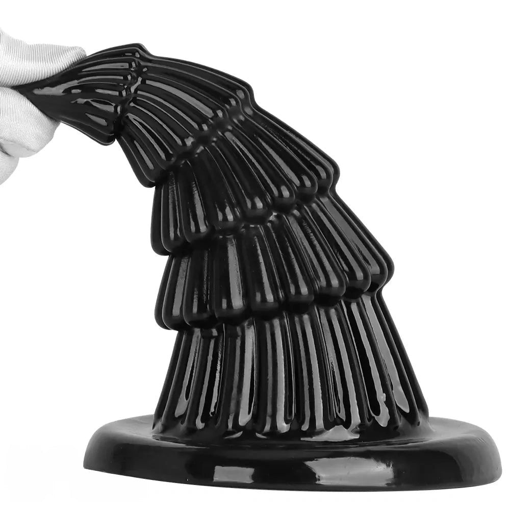 Black cone ridged butt plug, photo 7