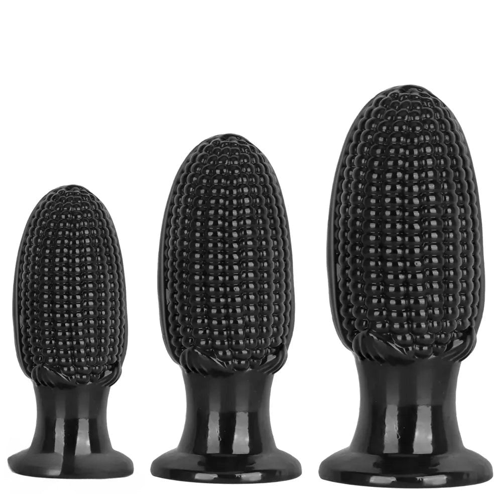 Black corn-textured suction cup dildo, photo 1