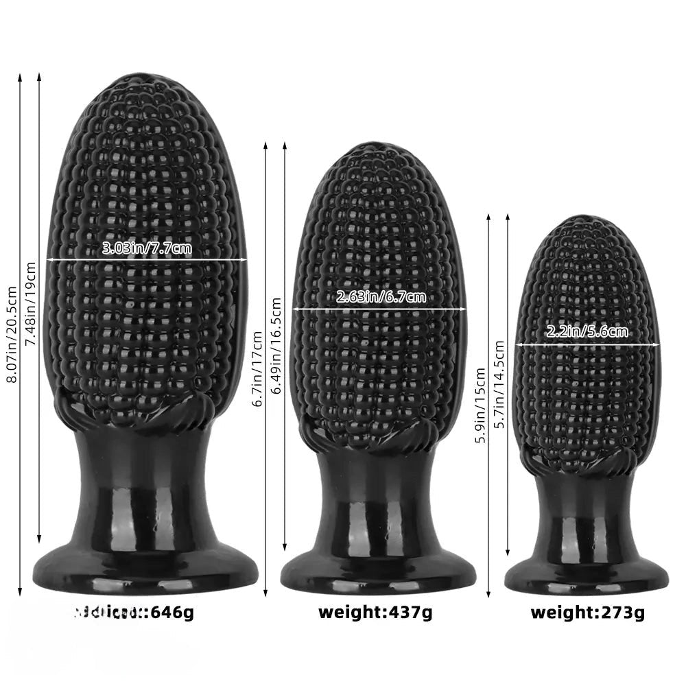 Black corn-textured suction cup dildo, photo 10