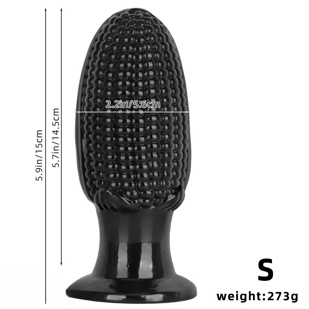 Black corn-textured suction cup dildo, photo 11