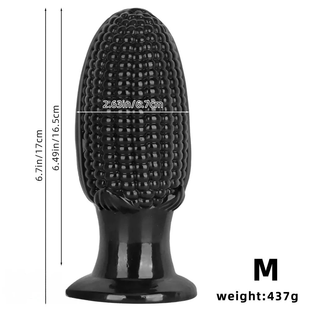 Black corn-textured suction cup dildo, photo 12