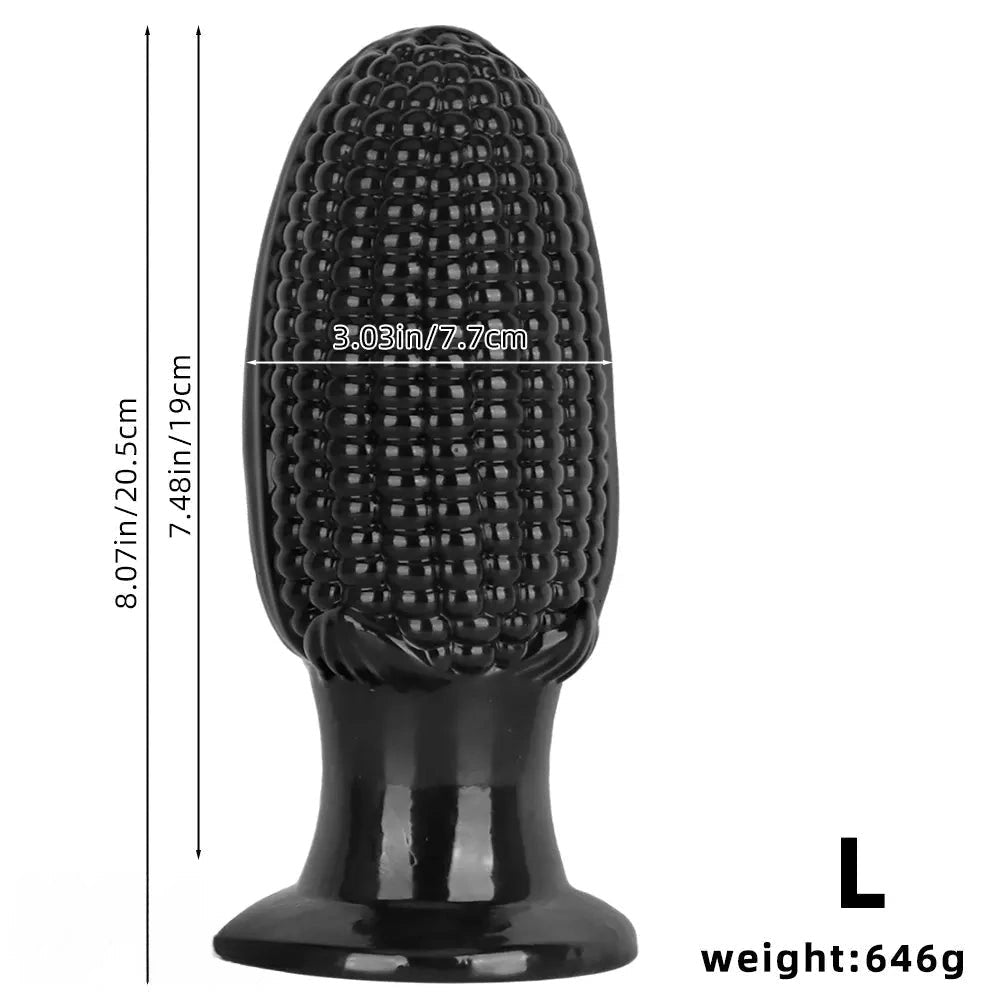 Black corn-textured suction cup dildo, photo 13