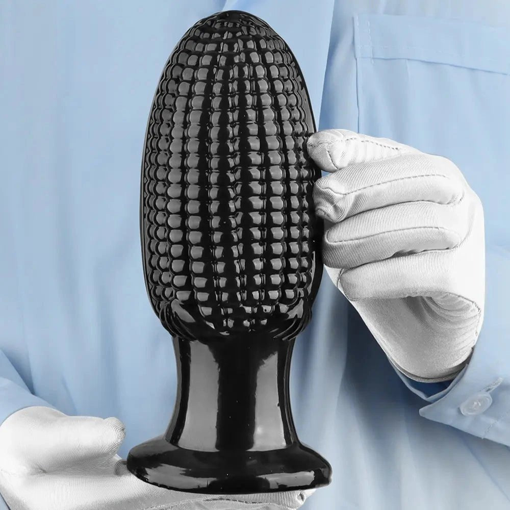 Black corn-textured suction cup dildo, photo 3