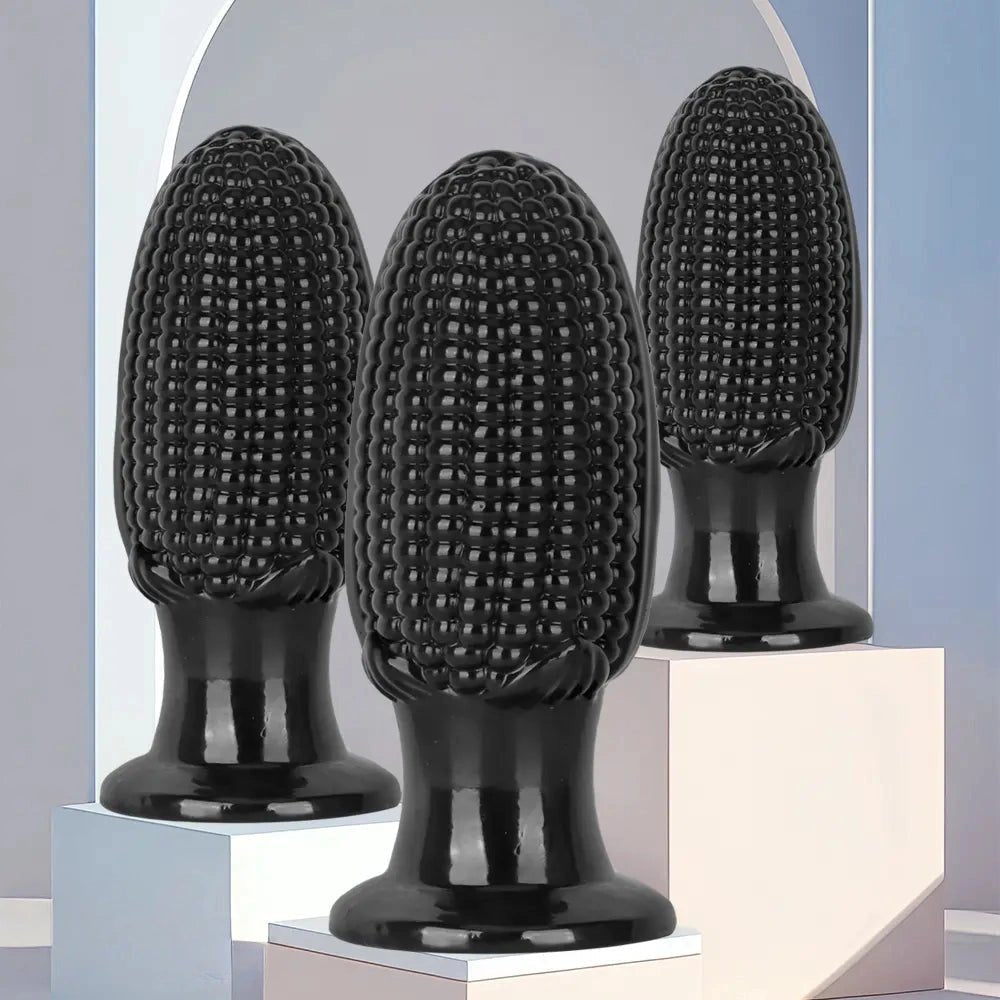 Black corn-textured suction cup dildo, photo 4