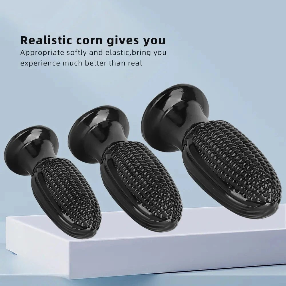Black corn-textured suction cup dildo, photo 5