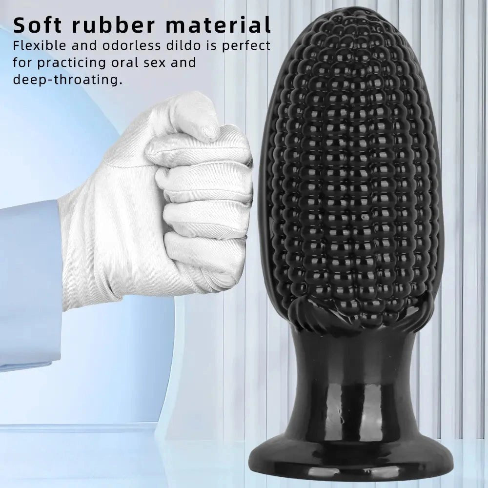 Black corn-textured suction cup dildo, photo 6