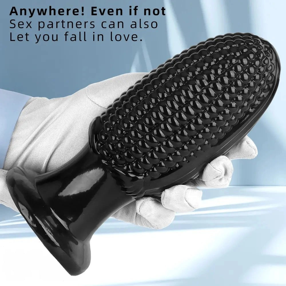 Black corn-textured suction cup dildo, photo 8