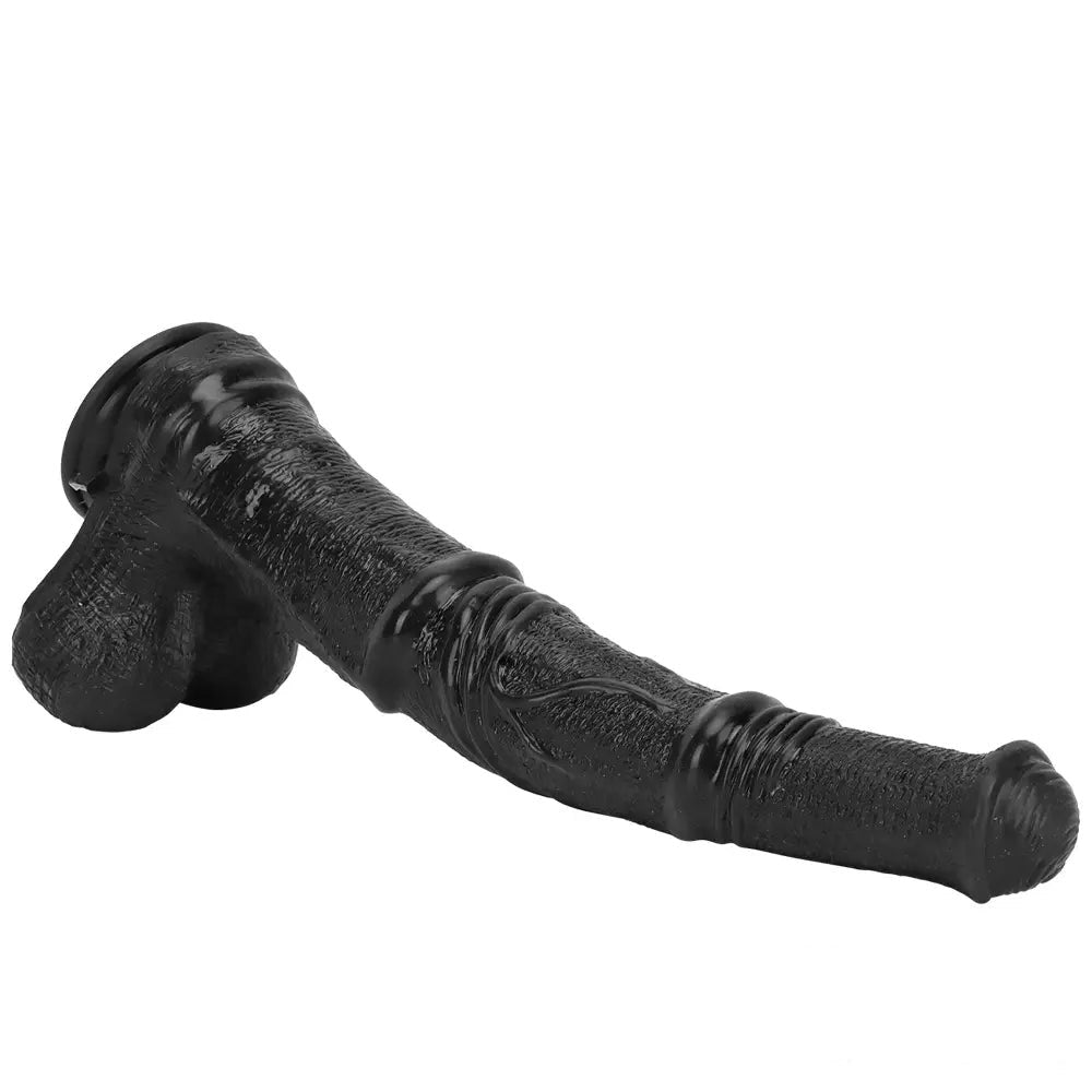 Black curved ribbed dildo, photo 10