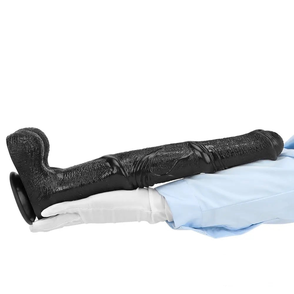Black curved ribbed dildo, photo 13