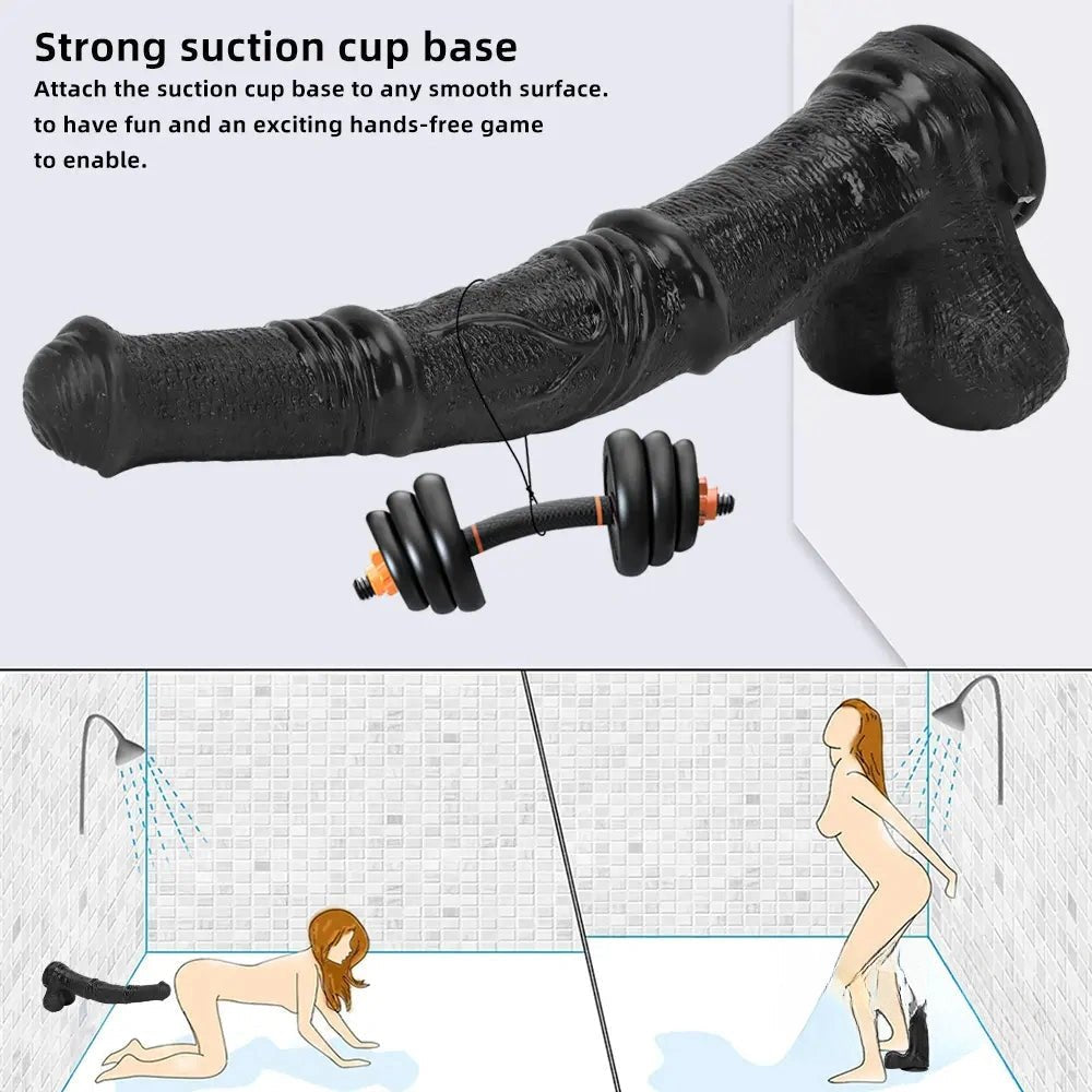 Black curved ribbed dildo, photo 4