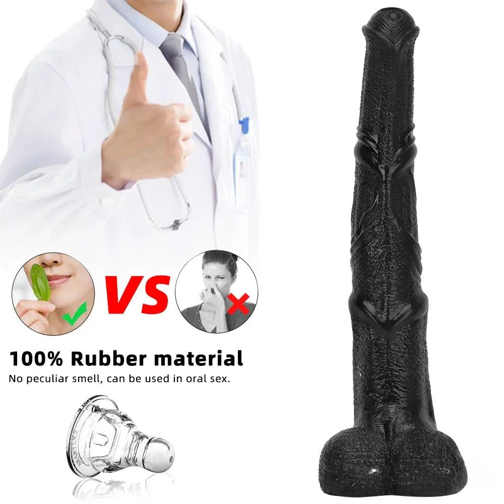 Black curved ribbed dildo, photo 5