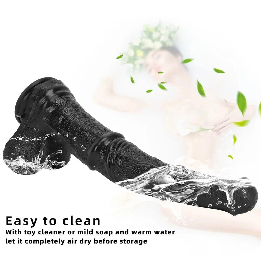 Black curved ribbed dildo, photo 6