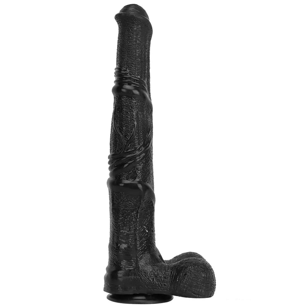 Black curved ribbed dildo, photo 7