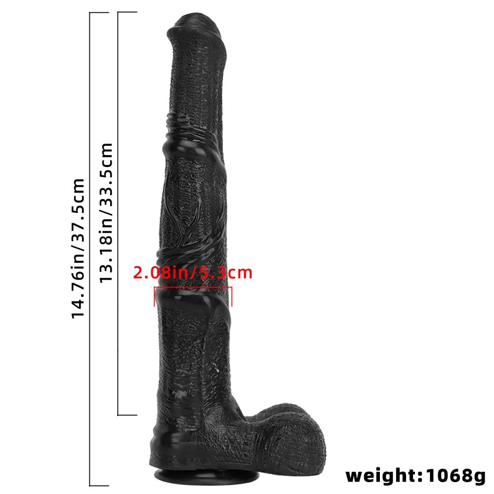 Black curved ribbed dildo, photo 8