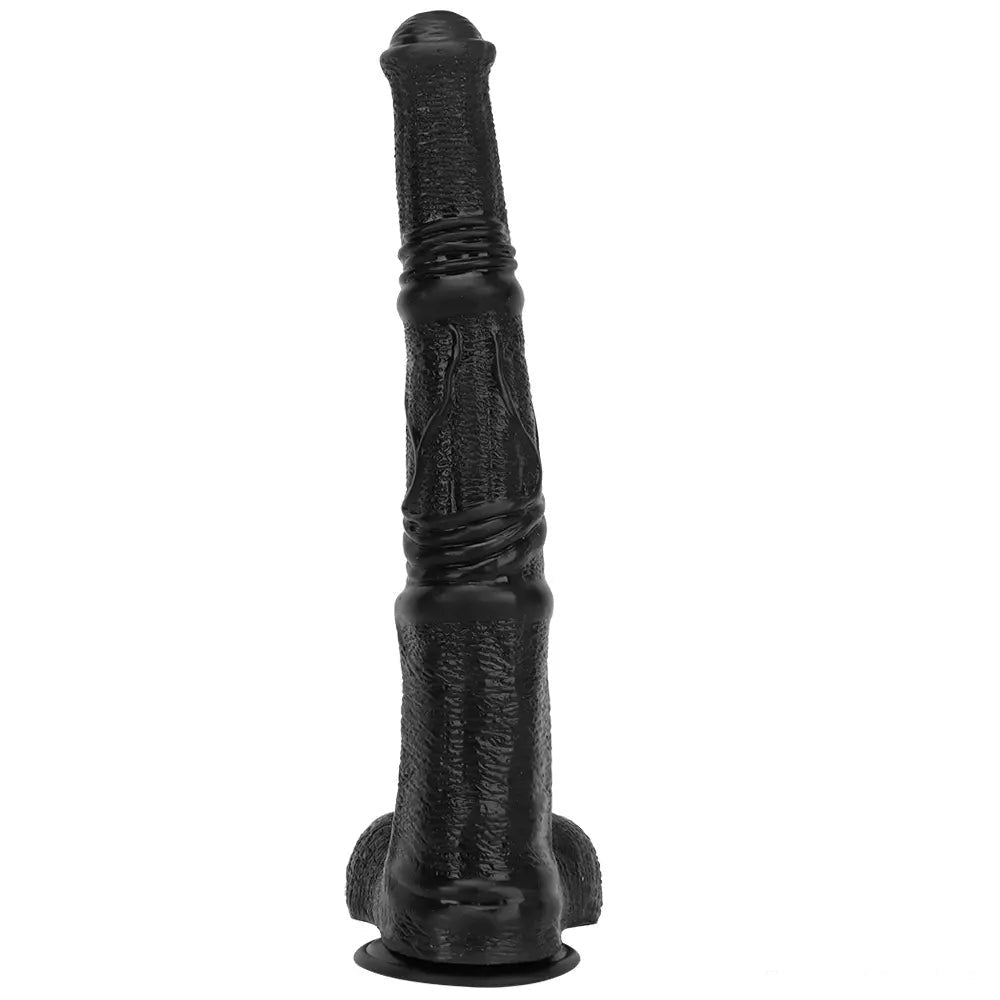 Black curved ribbed dildo, photo 9