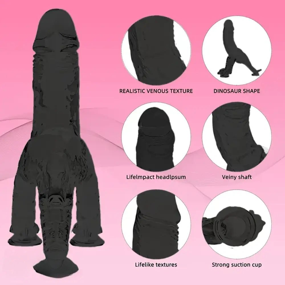 Black dinosaur suction cup dildo, photo 4