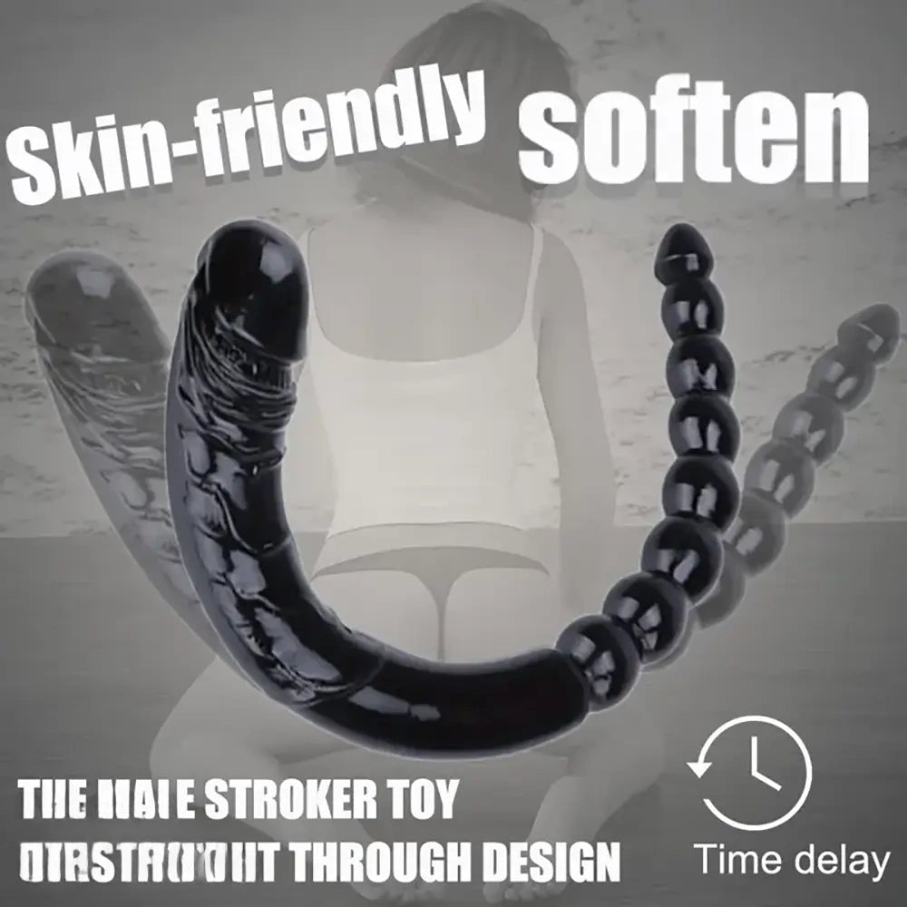 Black double ended beaded dildo, photo 1