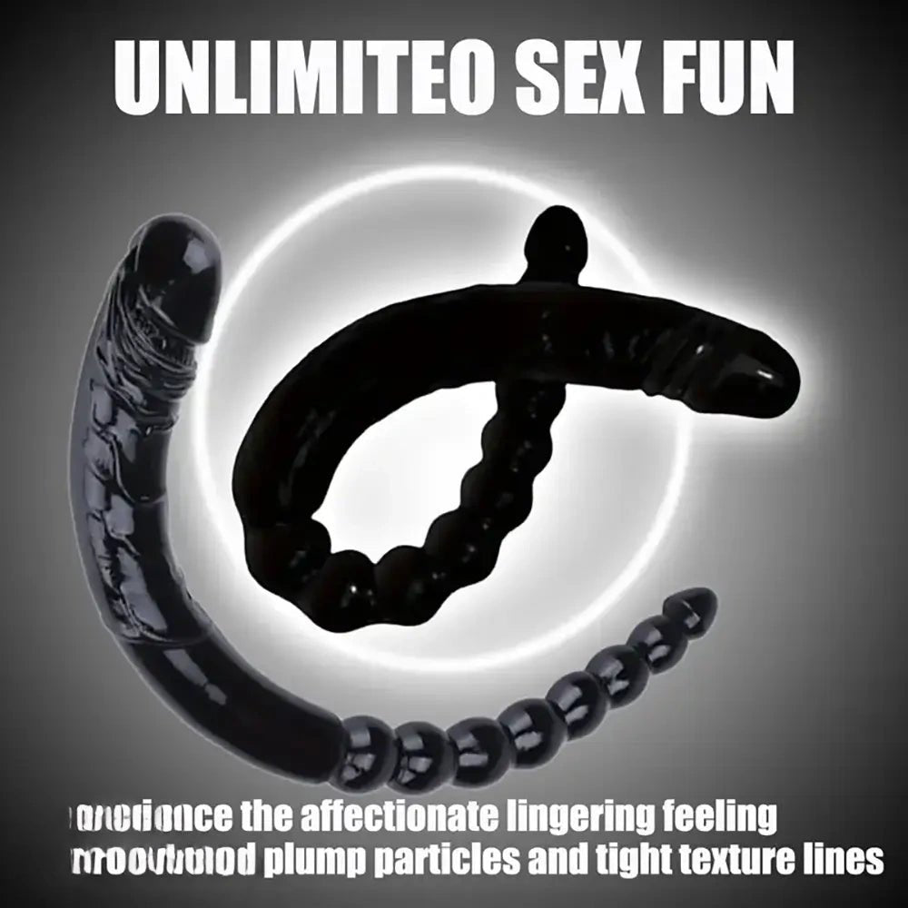 Black double ended beaded dildo, photo 2