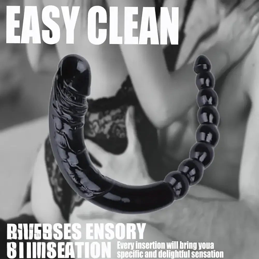 Black double ended beaded dildo, photo 3