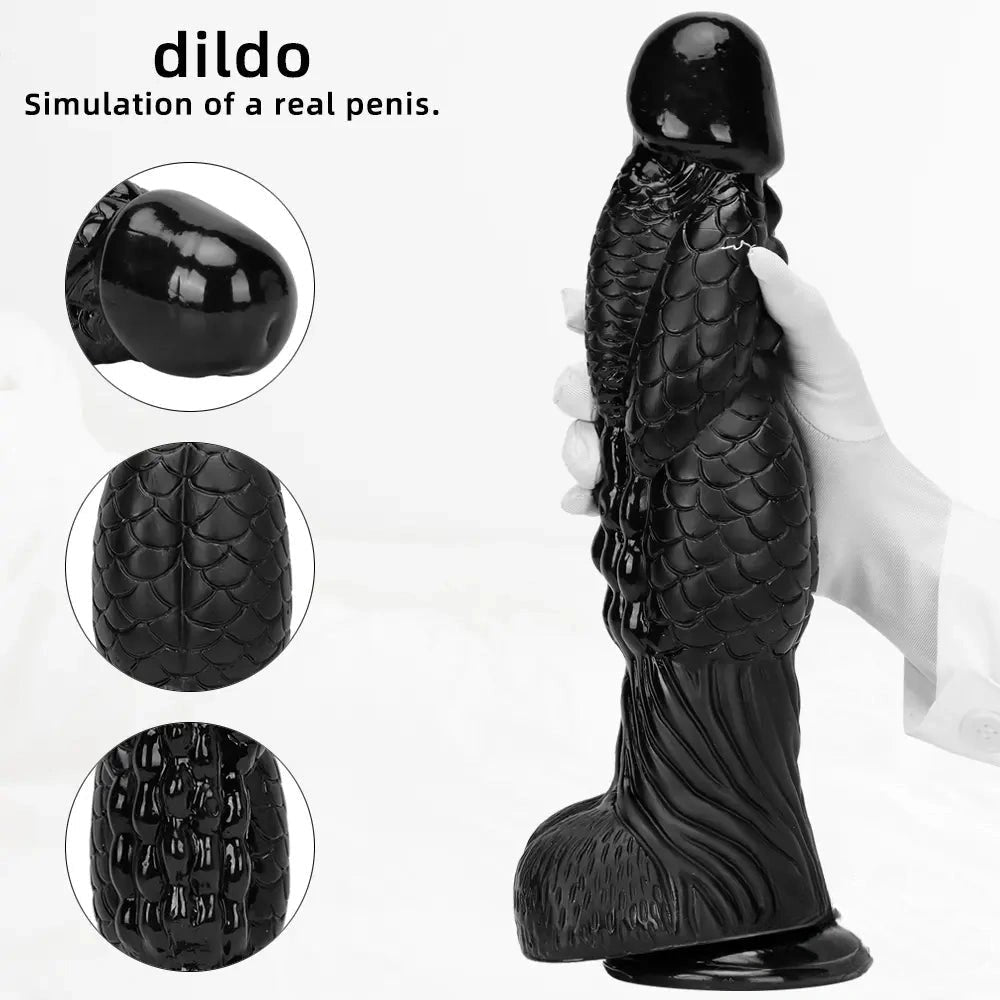 Black dragon scale fantasy dildo, photo 4