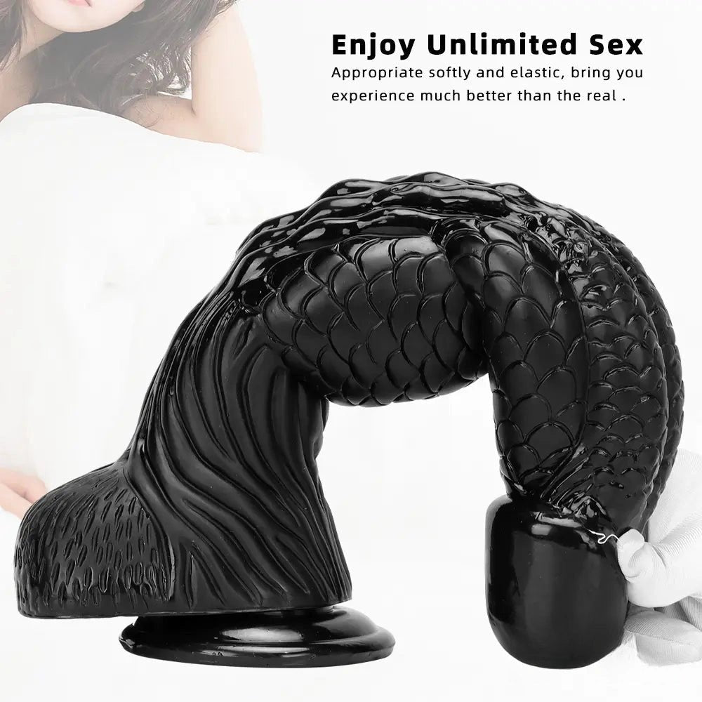 Black dragon scale fantasy dildo, photo 7