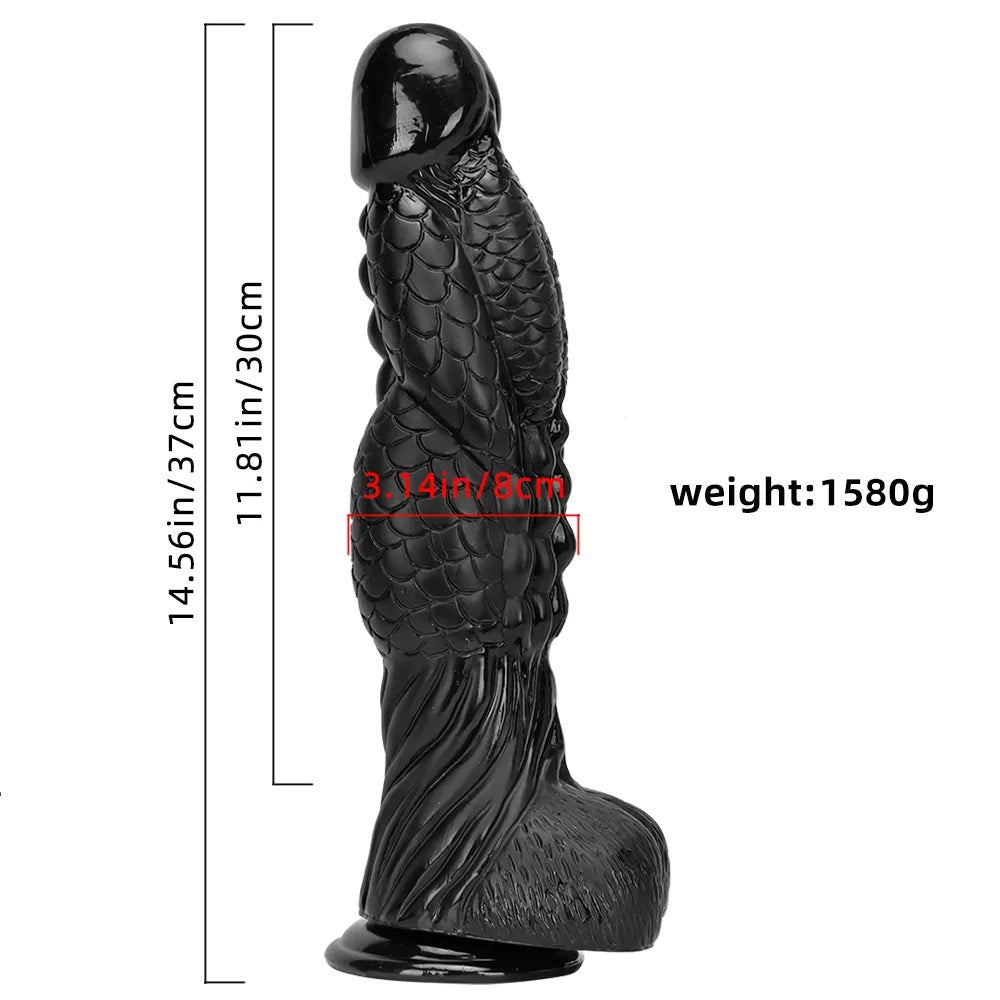 Black dragon scale fantasy dildo, photo 9