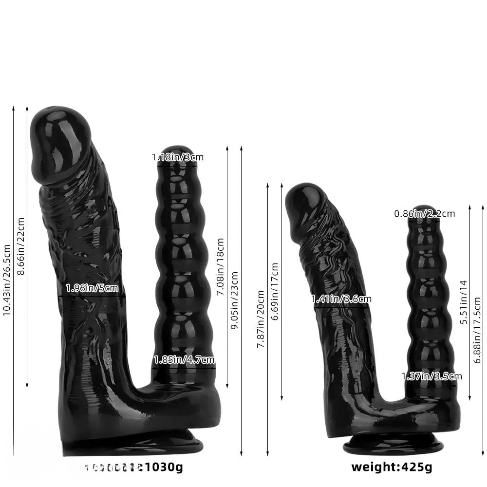 Black PVC dual shaft suction cup dildo, photo 10