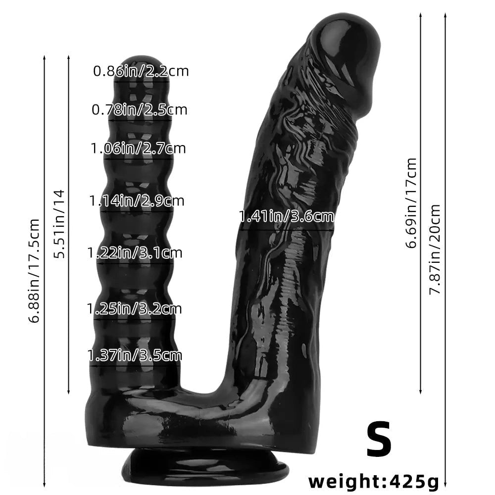 Black PVC dual shaft suction cup dildo, photo 11