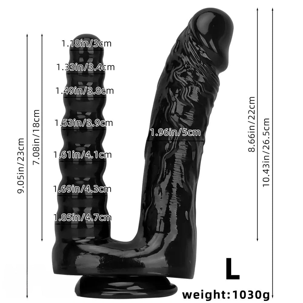 Black PVC dual shaft suction cup dildo, photo 12