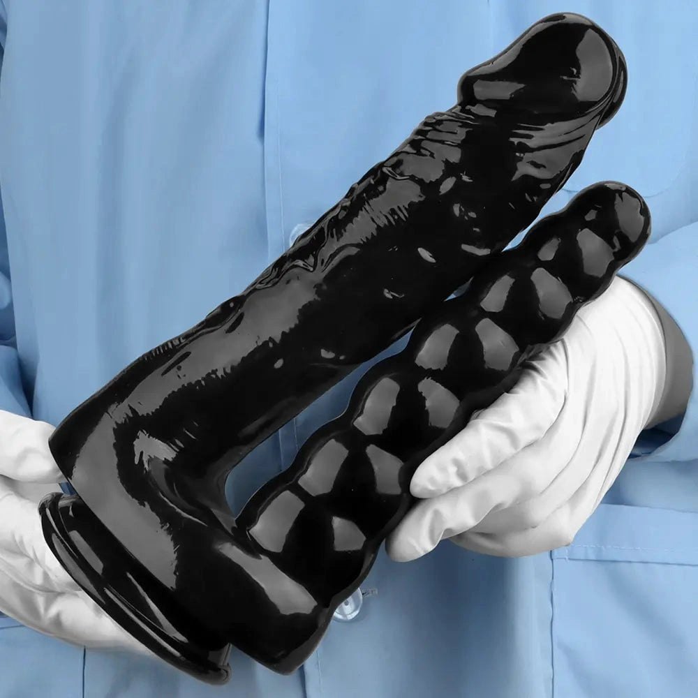 Black PVC dual shaft suction cup dildo, photo 14