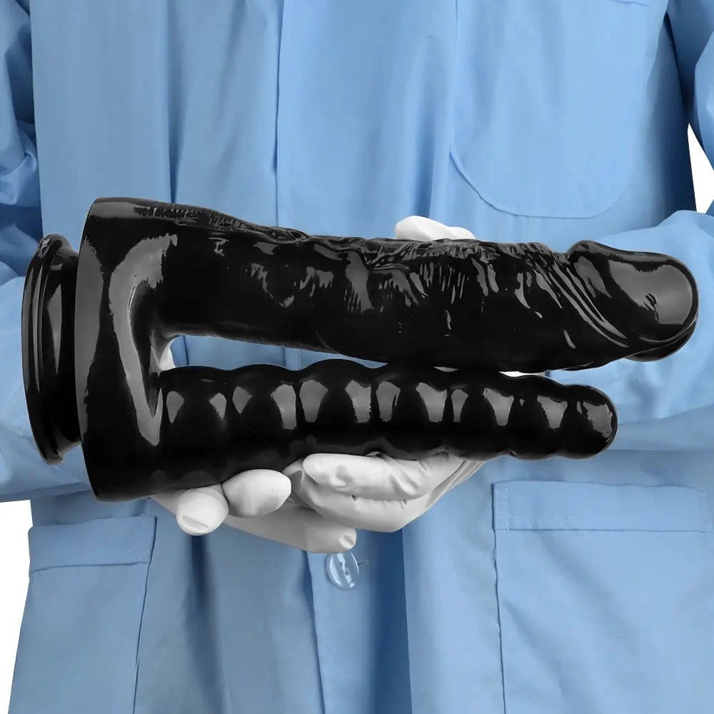 Black PVC dual shaft suction cup dildo, photo 15